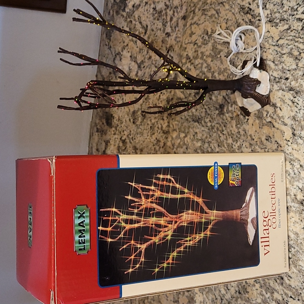 Vintage Lemax Village Collectables Fiber Optic Tree EUC